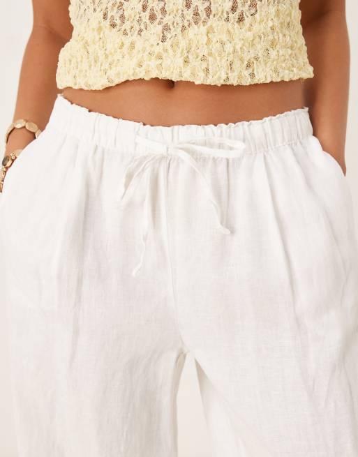 Gina Tricot – Hose aus Leinen in Weiß mit weitem Bein, 2 von 5