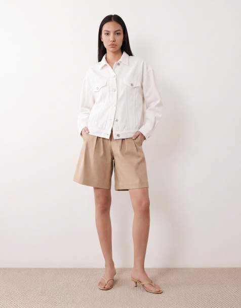Gina Tricot - Hvid løstsiddende denimjakke med draperinger - view 1