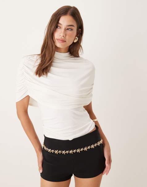 Gina Tricot - Hvid top med kort kappe og rynker - view 1
