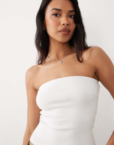 Gina Tricot - Hvid tubetop med ekstra stretch - view 1