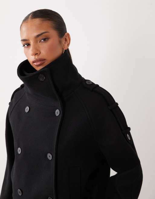 Gina Tricot jacka med hög krage och kort längd i svart, 3 av 4