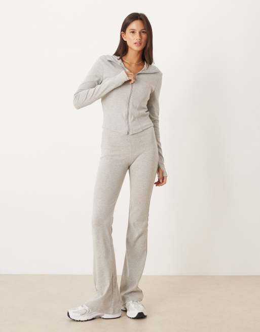 Gina Tricot jacket & flare pants set in light grey