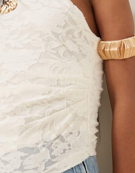 Rhinestone-Strap Top - White - Ladies | H&M US