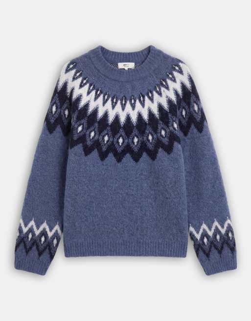 Gina Tricot Jacquard-Strickpullover im Fair-Isle-Stil in Dunkelmarine, 5 von 8