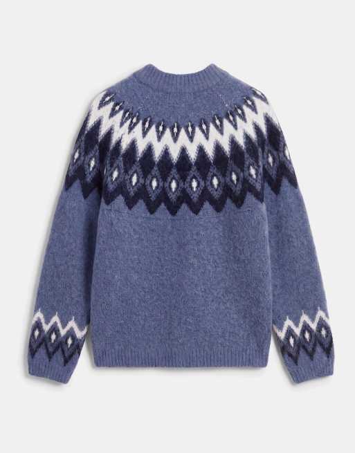 Gina Tricot Jacquard-Strickpullover im Fair-Isle-Stil in Dunkelmarine, 6 von 8