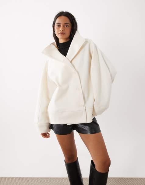 Gina Tricot jas met opstaande boord in crème - view 1