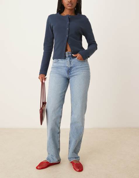 Gina Tricot mid straight jeans in lightwash blue