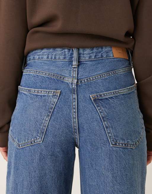 Gina Tricot - Jean ample à surpiqûres - Bleu moyen délavé, 5 de 5