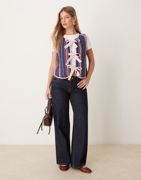 Gina Tricot - Jean ample taille basse - Indigo brut épuré délavé - view 1