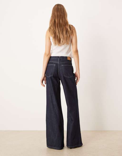Gina Tricot - Jean ample taille haute d'ensemble - Indigo foncé délavé, 3 de 5