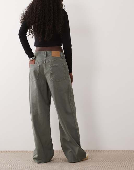 Gina Tricot jean baggy taille mi-haute kaki, 3 de 5