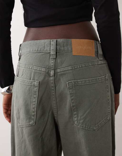 Gina Tricot jean baggy taille mi-haute kaki, 4 de 5