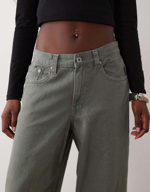 Gina Tricot jean baggy taille mi-haute kaki, 5 de 5