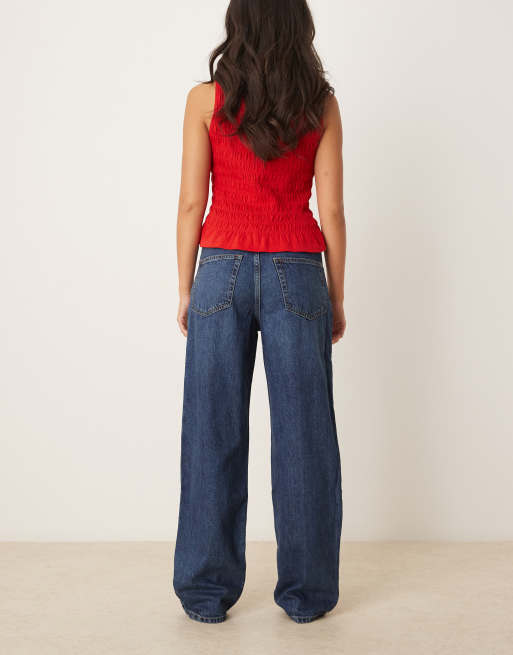 Gina Tricot - Jean bouffant ample à taille basse - Bleu foncé délavé, 4 de 5