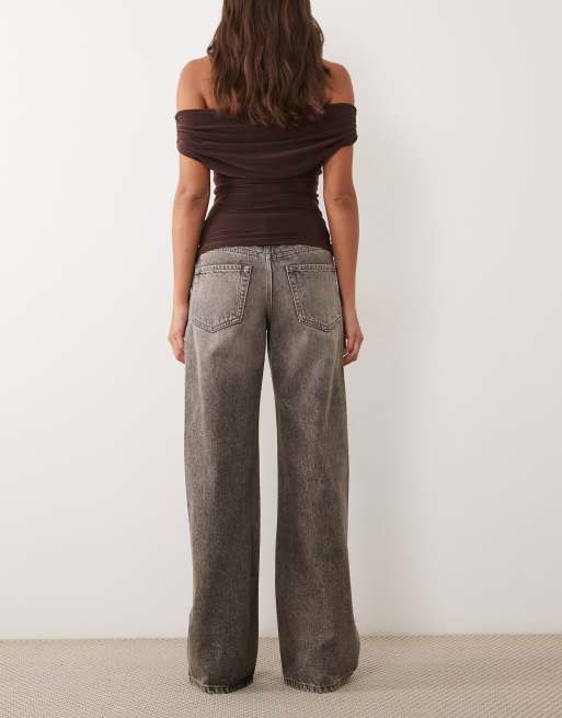 Gina Tricot jean évasé taille mi-haute marron délavé, 2 de 5