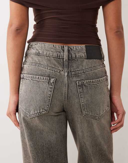 Gina Tricot jean évasé taille mi-haute marron délavé, 4 de 5