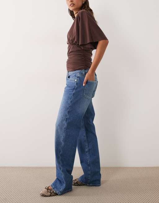 Gina Tricot jean large taille basse bleu délavé moyen, 3 de 5