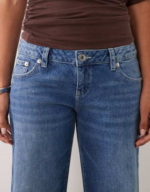 Gina Tricot jean large taille basse bleu délavé moyen, 5 de 5