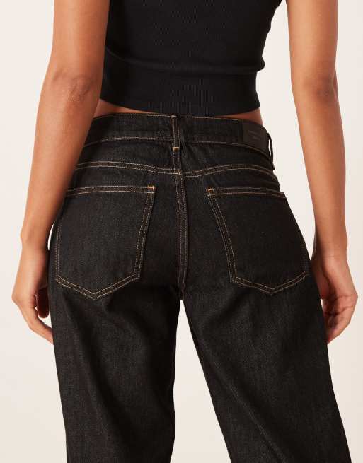 Gina Tricot - Jean taille basse à revers - Bleu foncé délavé, 4 de 5