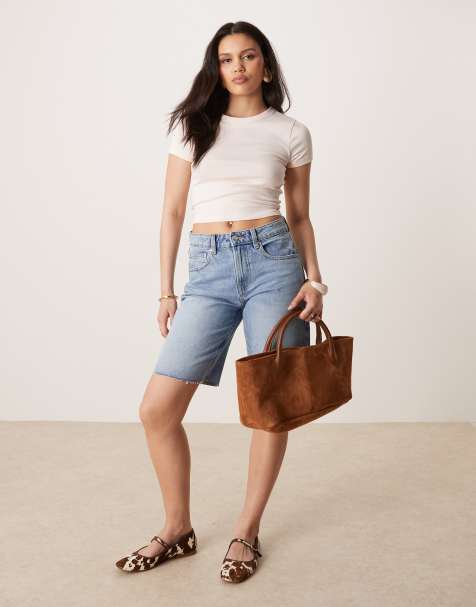 Gina Tricot – Jeans-Bermudashorts in verwaschenem Mittelblau - view 1