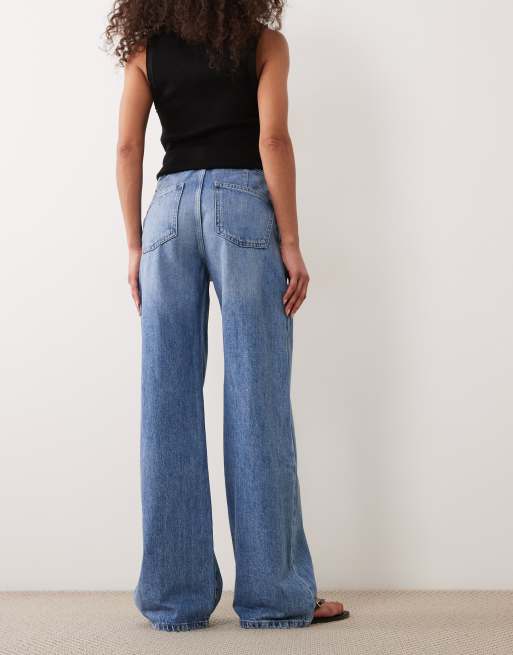 Gina Tricot - Jeans extra larghi a pieghe blu lavaggio medio, 2 di 5
