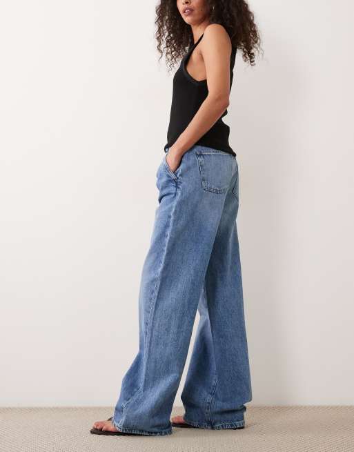 Gina Tricot - Jeans extra larghi a pieghe blu lavaggio medio, 3 di 5