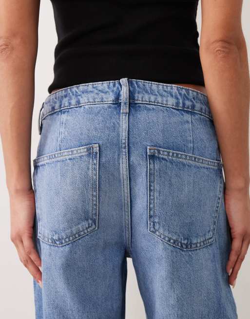 Gina Tricot - Jeans extra larghi a pieghe blu lavaggio medio, 4 di 5