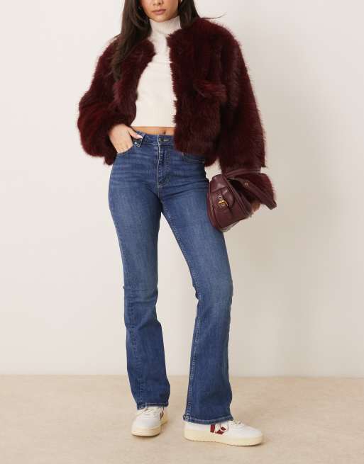 Gina Tricot - Jeans met hoge taille, wijduitlopende pijpen en stretch in rijkblauwe wassing 