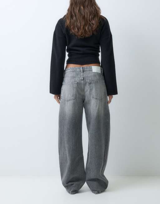 Gina Tricot jeansy barrel w spranym szarym, 5 z 5