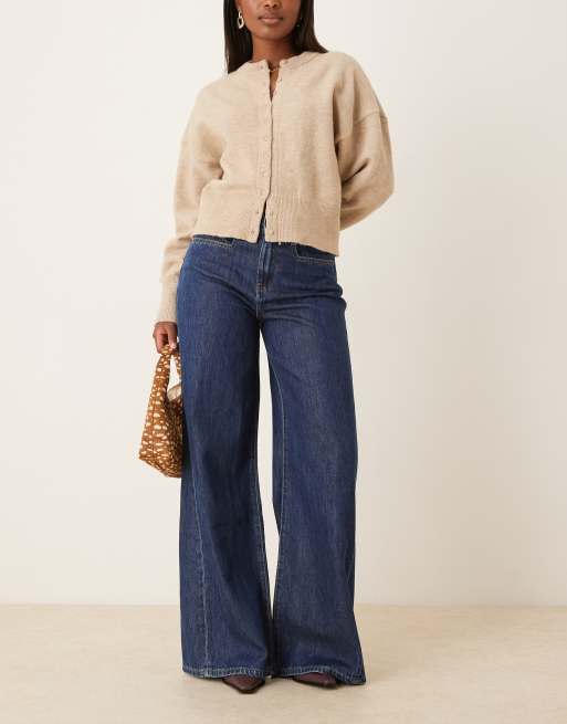 Gina Tricot – Jeansy palazzo z szerokimi rozszerzanymi nogawkami w ciemnym odcieniu indygo