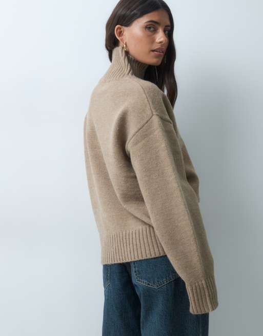 Gina Tricot jersey de punto con cuello vuelto en camel, 4 de 5