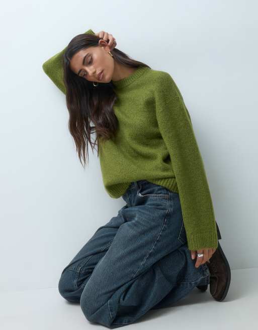 Gina Tricot jersey de punto de cuello redondo en verde, 4 de 5