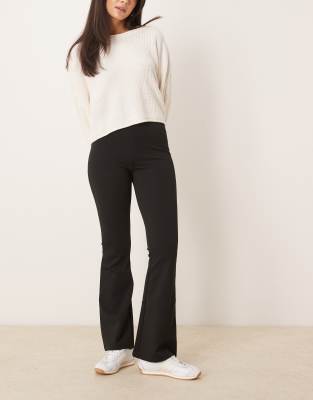 jersey flared trousers in black