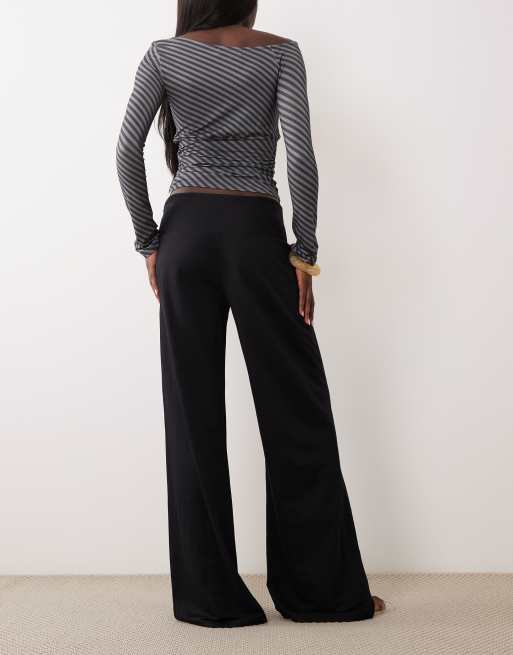 Gina Tricot – Jersey-Hose in Schwarz mit weitem Bein, 4 von 5