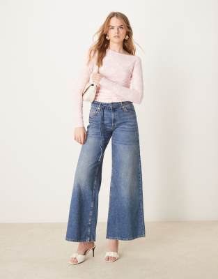 GINA TRICOT JERSEY LONG SLEEVE JACQUARD TOP WITH ASYMMETRIC BOAT NECK 