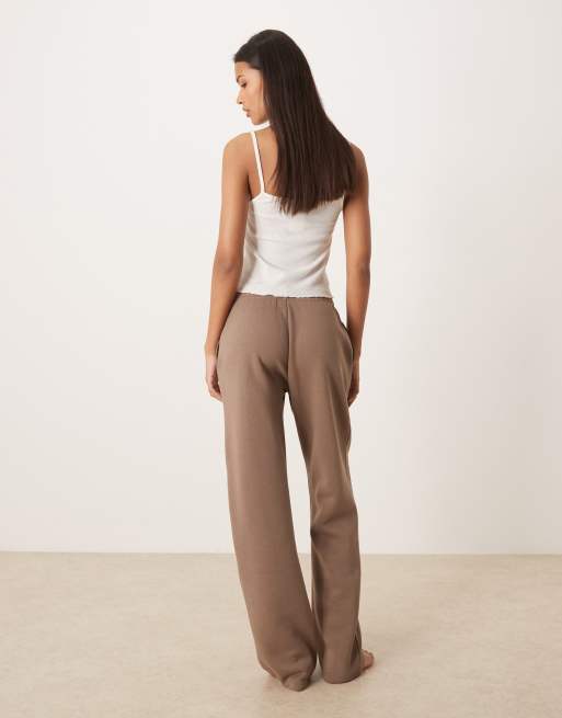 Gina Tricot - Joggers dritti ampi marroni in coordinato, 4 di 5