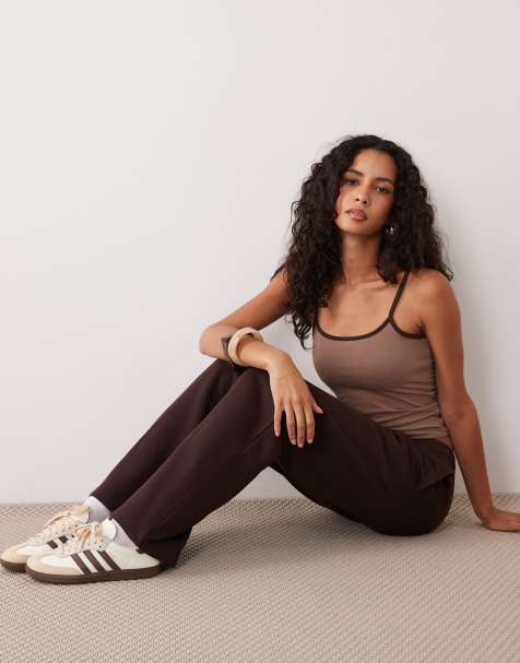 Gina Tricot - Joggers dritti ampi marroni in coordinato - view 1