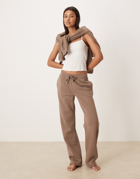 Gina Tricot – Jogginghose in Braun mit lockerem, geradem Schnitt, Kombiteil - view 1