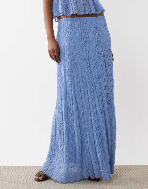 Gina Tricot - Jupe d'ensemble longue en dentelle - Bleu clair, 3 de 5