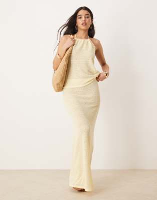 Gina Tricot - Jupe d'ensemble longue et décontractée en maille crochetée - Jaune