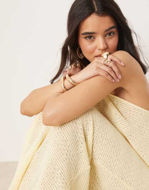 Gina Tricot - Jupe d'ensemble longue et décontractée en maille crochetée - Jaune, 2 de 5