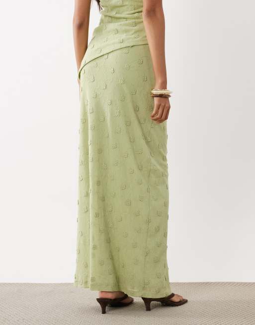 Gina Tricot - Jupe longue d'ensemble transparente avec fleurs en relief - Vert clair, 5 de 5