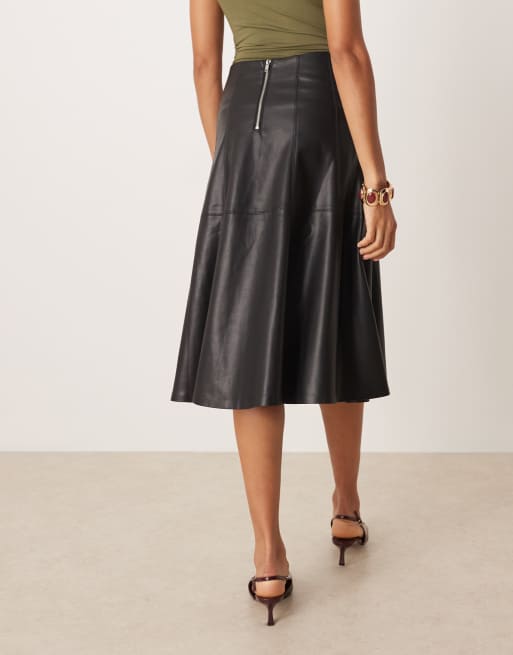 Gina Tricot - Jupe plissée mi-longue en PU - Noir, 3 de 5