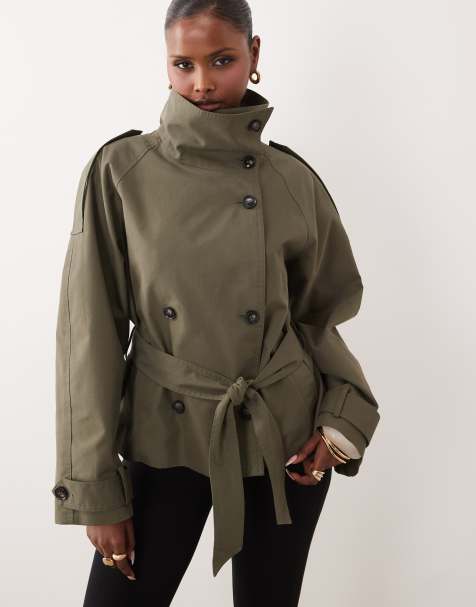 Gina Tricot – Kakigrön trenchcoat med hög krage - view 1