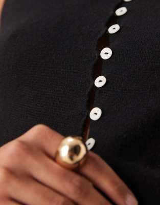 Gina Tricot Knit Button Down Vest In Black