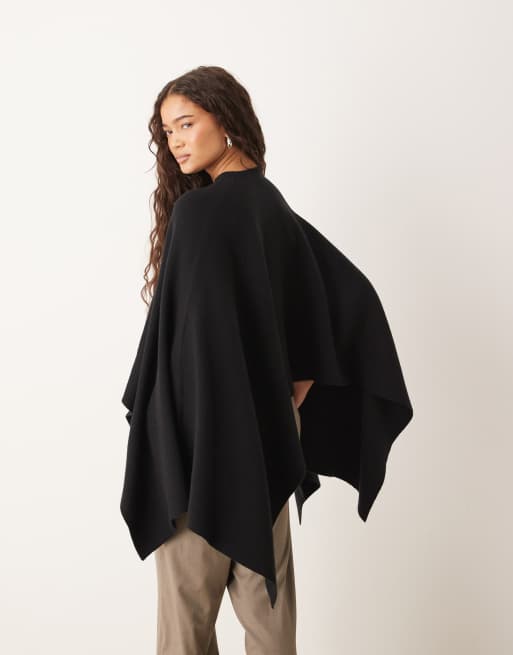 Gina Tricot knit cape sweater top in black, 3 of 4