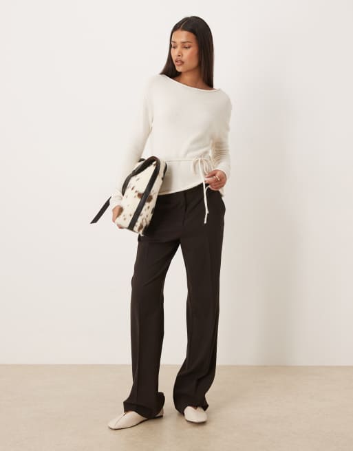 Gina Tricot knit tie top in off white, 2 of 4