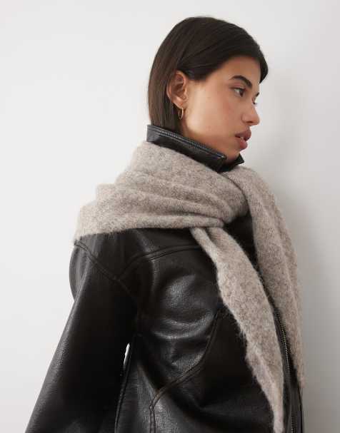 Gina Tricot knit triangle scarf in beige - view 1