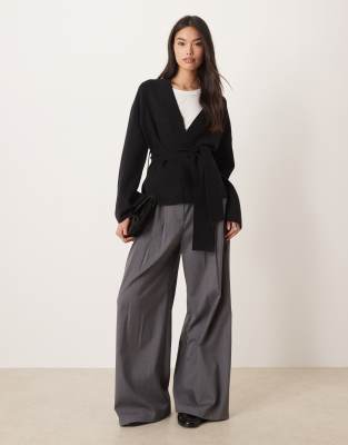 Gina Tricot Knit Wrap Kimono Cardigan In Animal Print