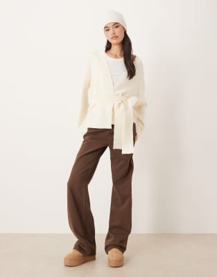 Gina Tricot Knit Wrap Kimono Cardigan In Animal Print